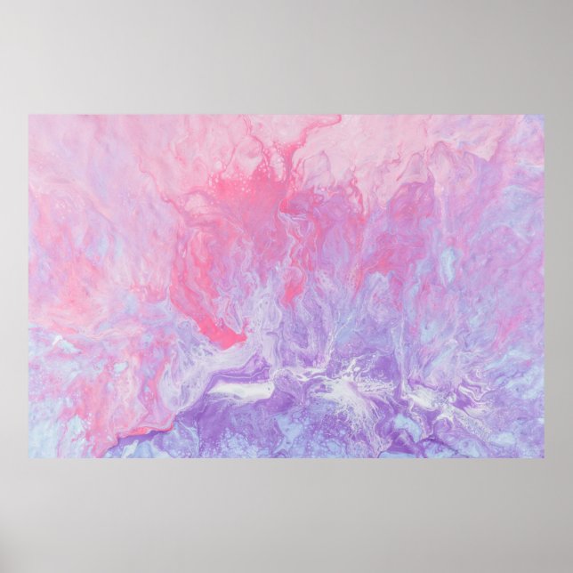 AFFICHE PEINTURE ABSTRAITE ROSE ET PURPLE (Devant)