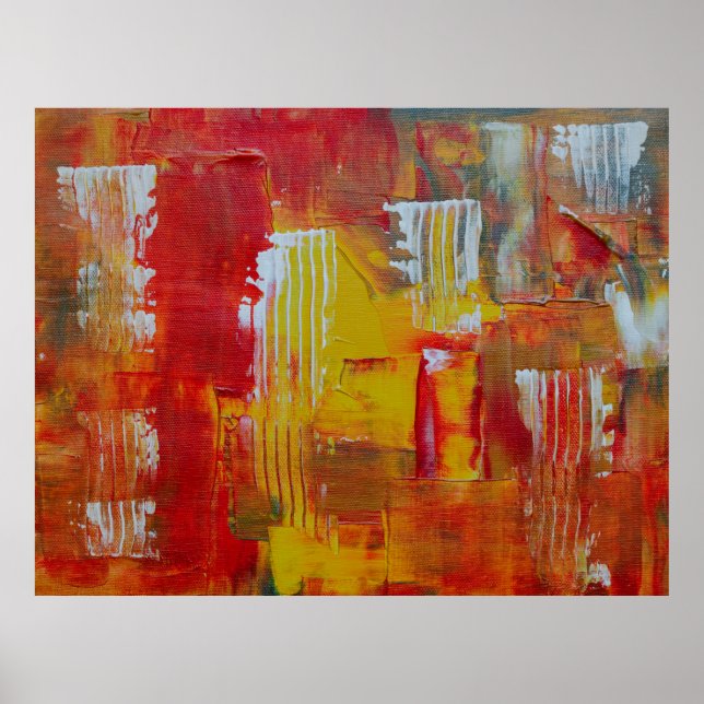 Affiche Peinture abstraite rouge et jaune (Devant)