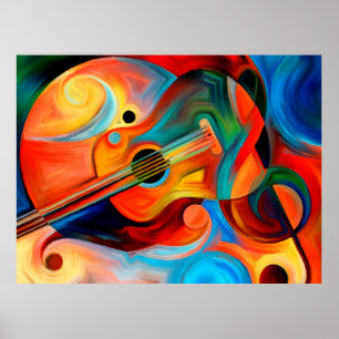 Affiche Peinture Abstraite sur le thème de la musique et d