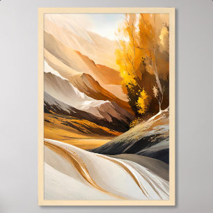 Affiche Peinture Abstraite Vallée dans Gold Majestic Mount