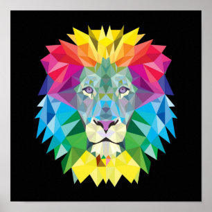 Affiche Peinture Abstraite vibrante au lion