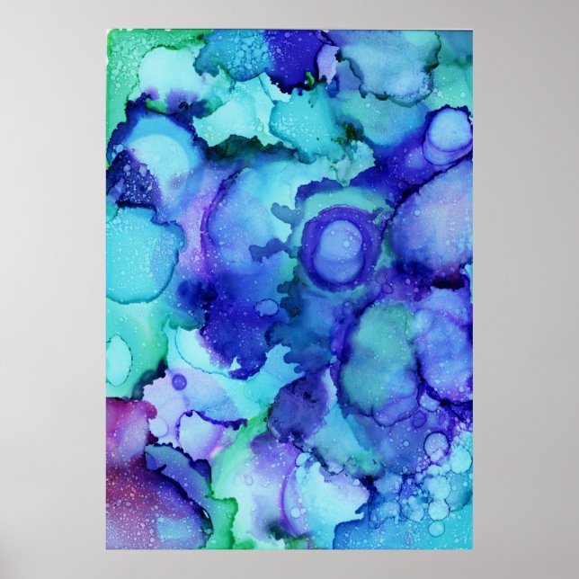 Affiche Peinture abstraite violette et blanche (Devant)