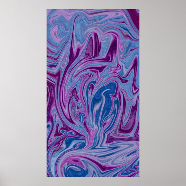 Affiche Peinture abstraite violette et bleue (Devant)