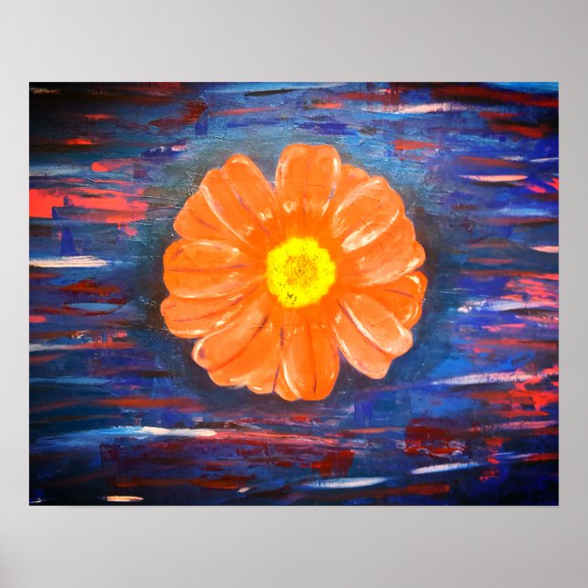 Affiche Peinture acrylique Abstraite avec fleur (Devant)