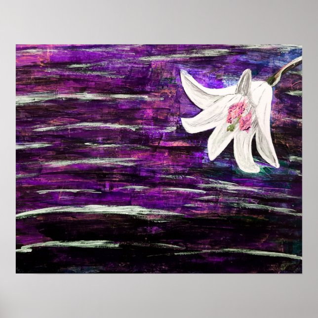 Affiche Peinture acrylique Abstraite avec fleur (Devant)