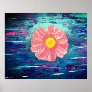 Affiche Peinture acrylique Abstraite avec fleur