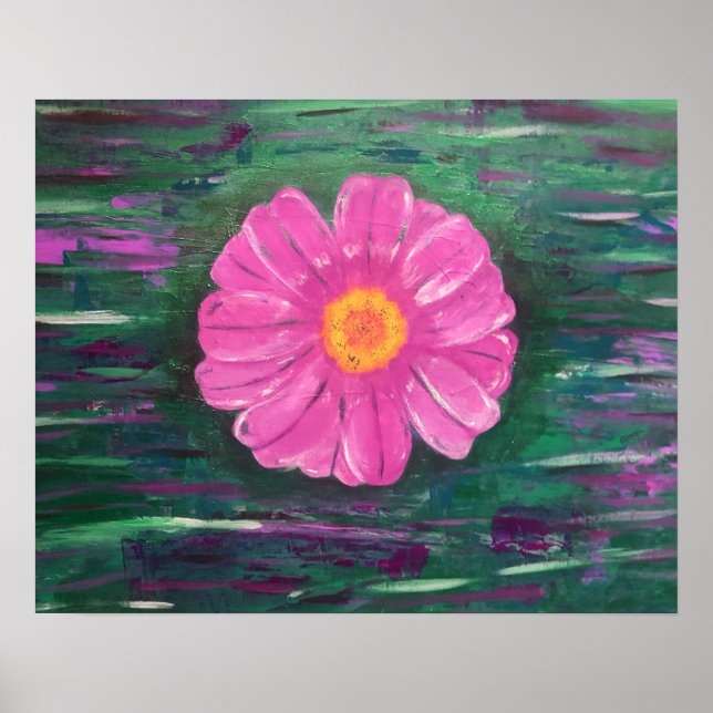 Affiche Peinture acrylique Abstraite avec fleur (Devant)