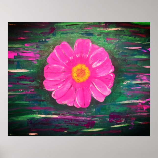 Affiche Peinture acrylique Abstraite avec fleur (Devant)