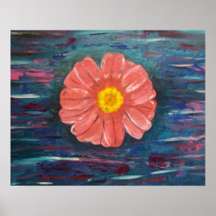 Affiche Peinture acrylique Abstraite avec fleur