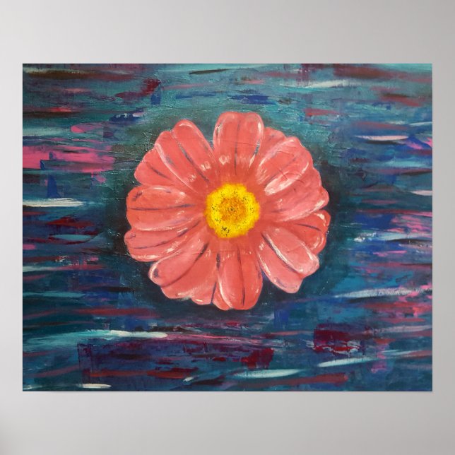 Affiche Peinture acrylique Abstraite avec fleur (Devant)