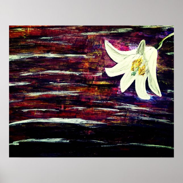 Affiche Peinture acrylique Abstraite avec fleur (Devant)