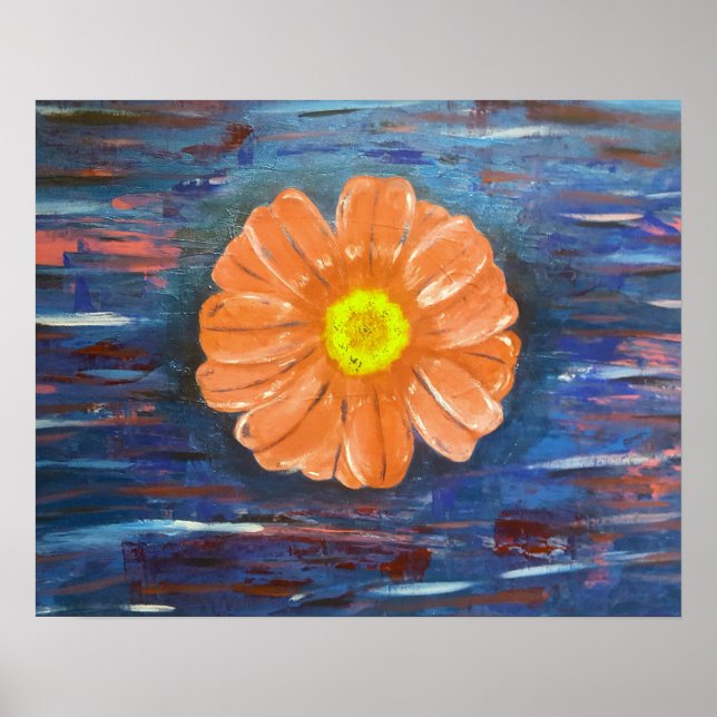 Affiche Peinture acrylique Abstraite avec fleur (Devant)