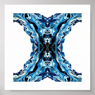 Affiche Peinture acrylique abstraite bleue abyssale pour l
