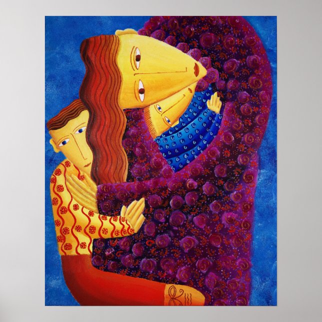 Affiche Peinture acrylique de la mère et des fils Art de l (Devant)