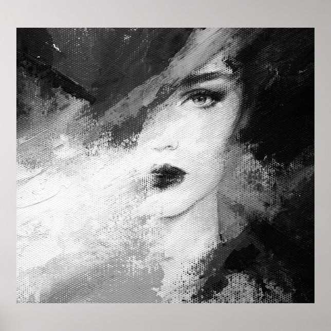 Affiche Peinture acrylique féminine de mode Abstraite (Devant)