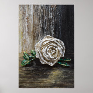 Affiche Peinture acrylique Rose Blanche