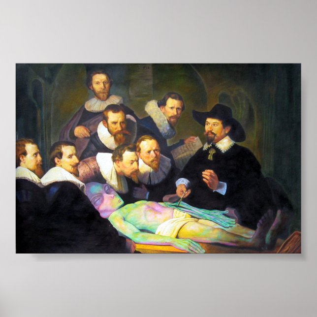 Affiche Peinture Anatomie Leçon Avec Alien Horizontal (Devant)