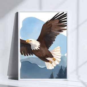 Affiche Peinture aquarelle d'aigle américain