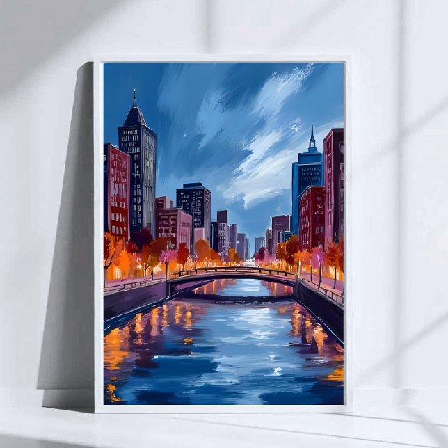 Affiche Peinture aquarelle d'art de nuits de ville (Créateur téléchargé)