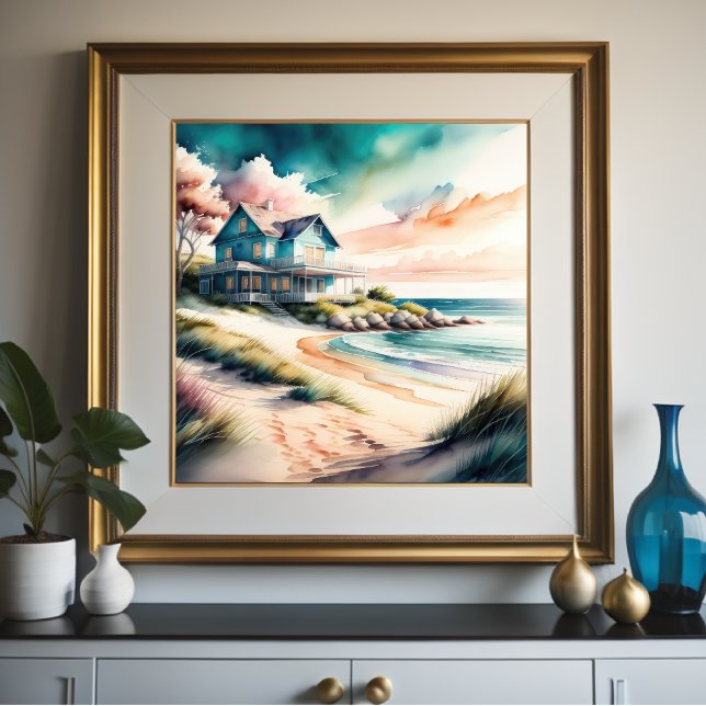 Affiche Peinture aquarelle de Beach House (Créateur téléchargé)