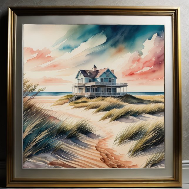 Affiche Peinture aquarelle de Beach House (Créateur téléchargé)