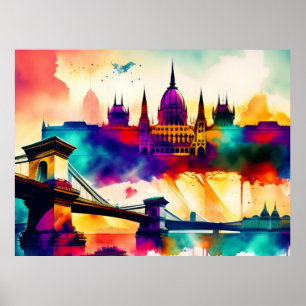 Affiche Peinture aquarelle de Budapest