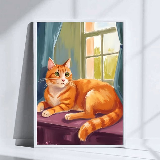 Affiche Peinture aquarelle de chat tigré orange (Créateur téléchargé)