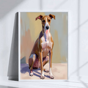 Affiche Peinture aquarelle de chien Lévrier italien