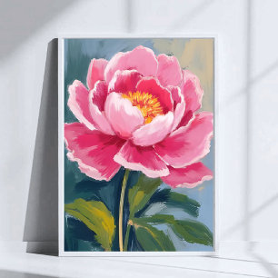 Affiche Peinture aquarelle de fleur de pivoine rose
