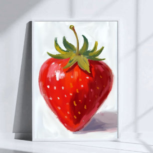 Affiche Peinture aquarelle de fraise rouge