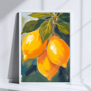Affiche Peinture aquarelle de fruits d'arbre à citron