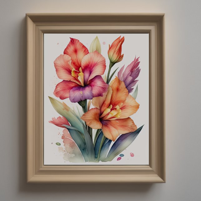 Affiche Peinture aquarelle de Gladiolas III (Créateur téléchargé)