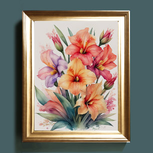 Affiche Peinture aquarelle de Gladiolas VI