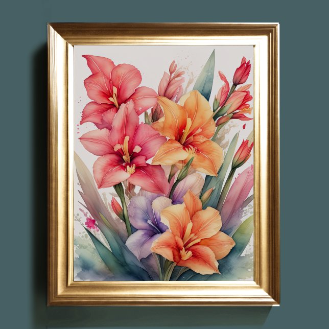 Affiche Peinture aquarelle de Gladiolas VII (Créateur téléchargé)