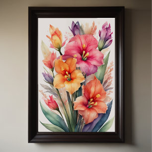 Affiche Peinture aquarelle de Gladiolas VIII