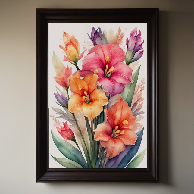 Affiche Peinture aquarelle de Gladiolas VIII (Créateur téléchargé)