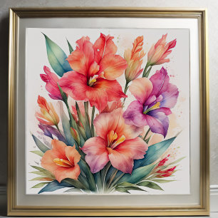 Affiche Peinture aquarelle de Gladiolas X