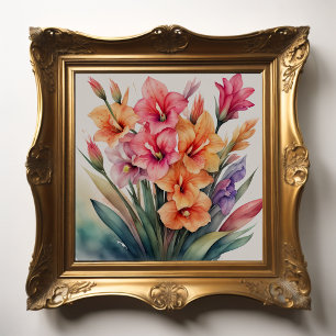 Affiche Peinture aquarelle de Gladiolas XI