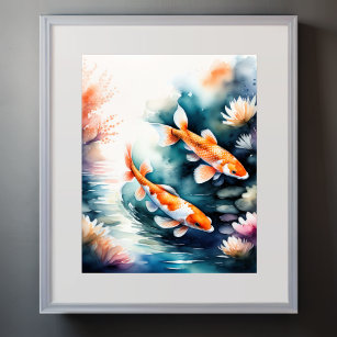 Affiche Peinture aquarelle de Koi Fish II