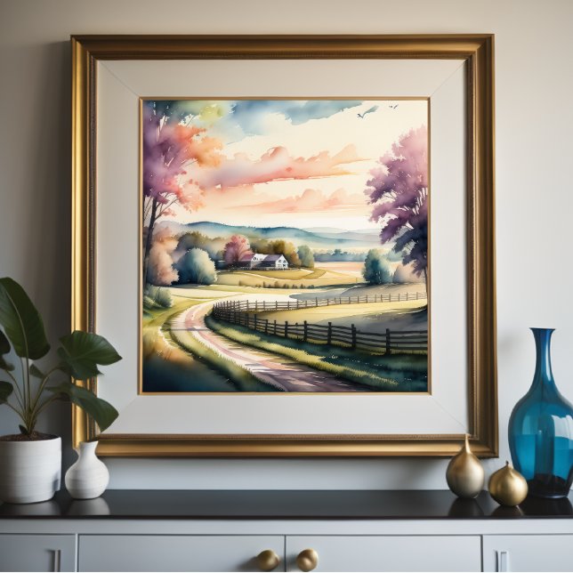 Affiche Peinture aquarelle de la ferme (Créateur téléchargé)