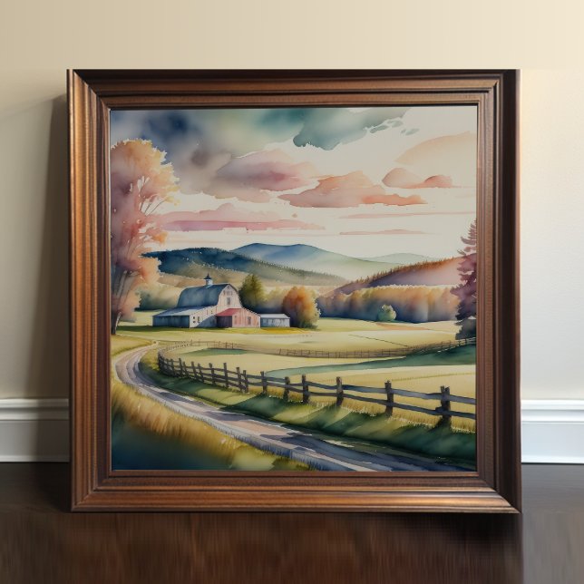 Affiche Peinture aquarelle de la ferme (Créateur téléchargé)