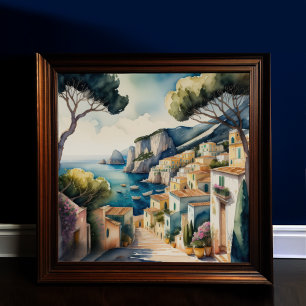 Affiche Peinture aquarelle de la ville méditerranéenne eur