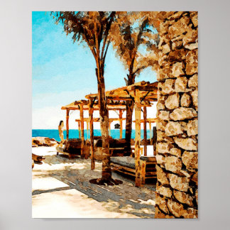 Affiche Peinture aquarelle de Mykonos Beach