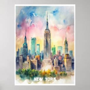 Affiche Peinture aquarelle de New York
