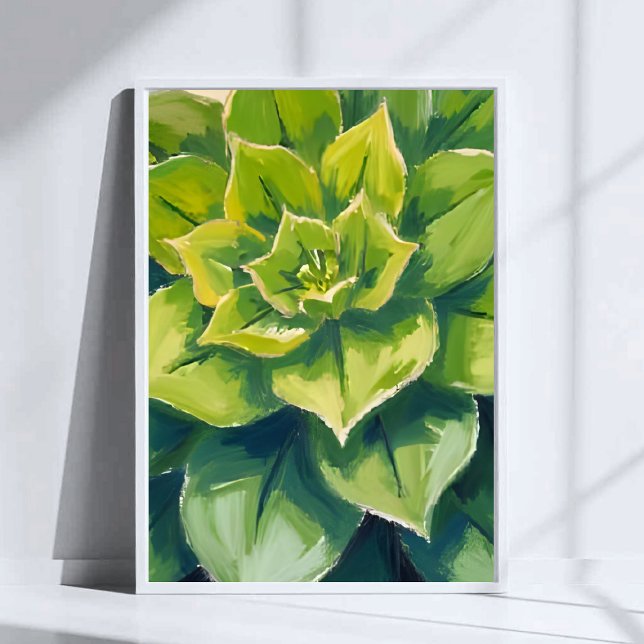 Affiche Peinture aquarelle de plante succulente verte (Créateur téléchargé)
