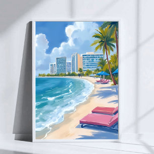 Affiche Peinture aquarelle de South Beach Miami Floride