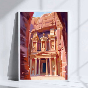 Affiche Peinture aquarelle de voyage en Jordanie Petra