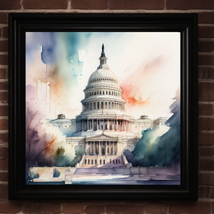 Affiche Peinture aquarelle du bâtiment Capitol
