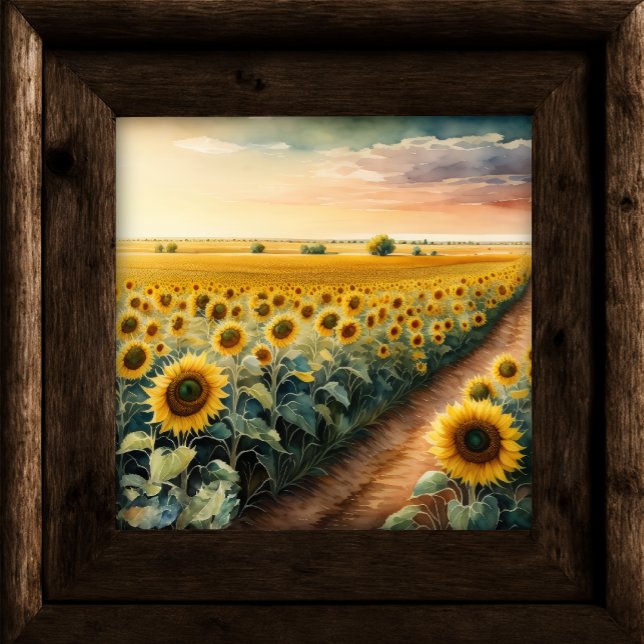Affiche Peinture aquarelle du paysage de tournesol (Créateur téléchargé)