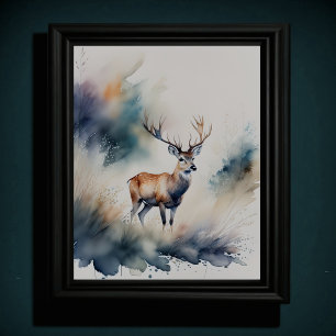 Affiche Peinture aquarelle d'un cerf 5:4